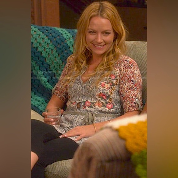 Anthro Tiny Floral Damask Mixed Media Buttondown Belted Shirtdress Dress - Picture 6 of 13